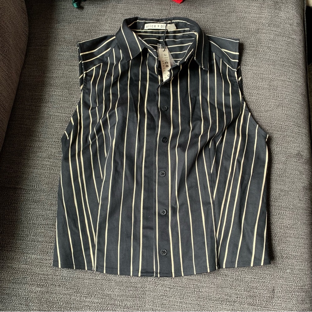 Alice + Olivia Striped Sleeveless Crop Top